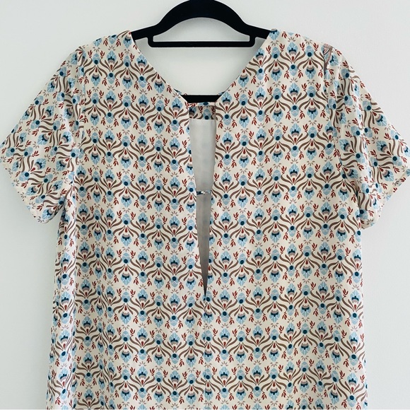 Lulus Botanical Beauty Beige Print Shift Dress Short Sleeves Mini Dress - Picture 8 of 16